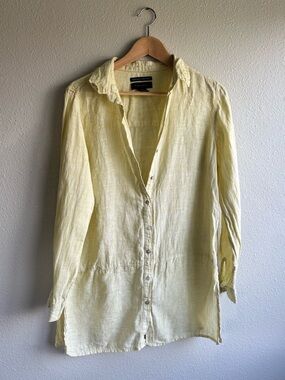 Light Yellow Linen Button-Up Shirt